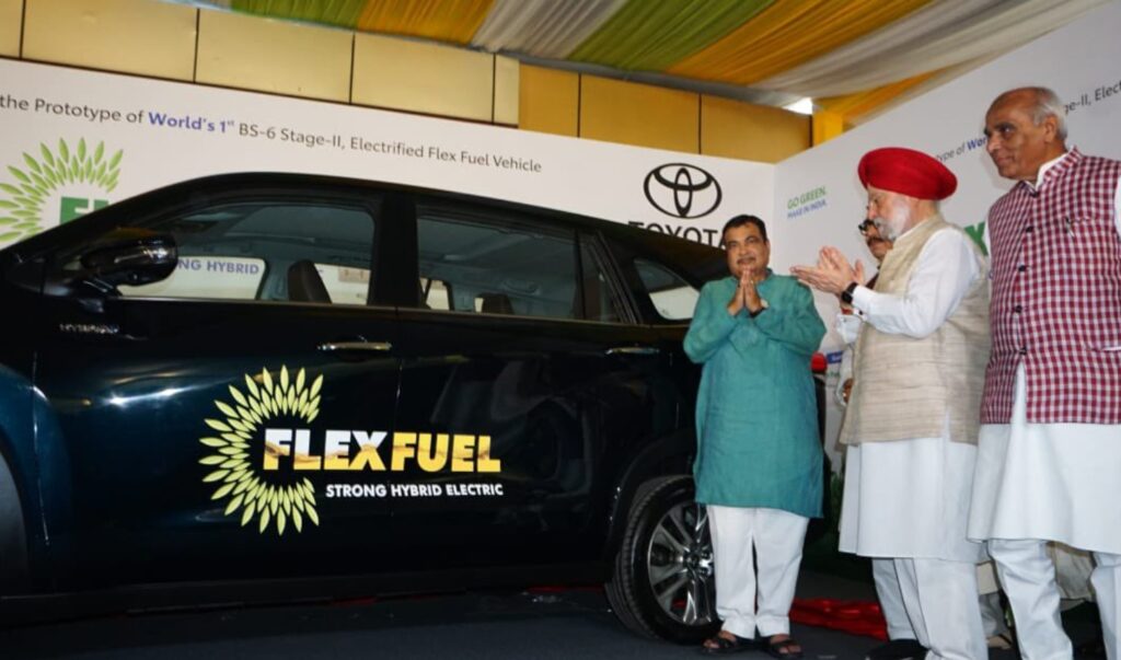 World's first 100 percent Ethanolfueled car launched by Nitin Gadkari