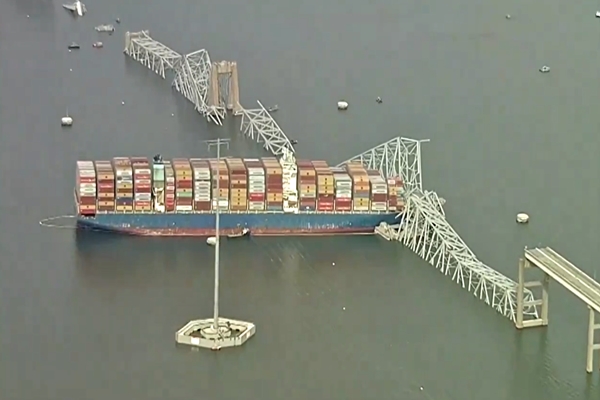 Francis Scott Key Bridge in Baltimore was rammed by a cargo ship and collapsed into the Patapsco River.