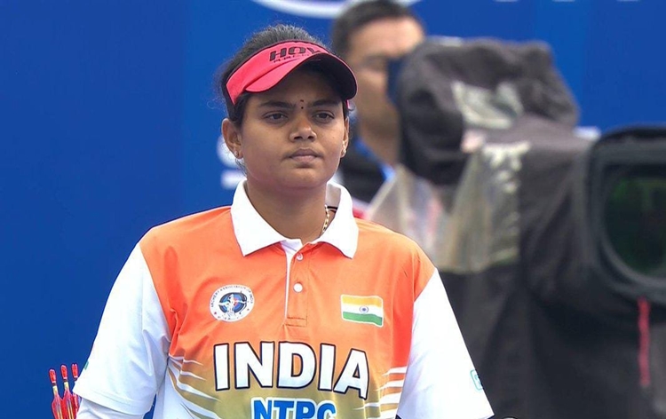 Jyothi Surekha Vennam achieved a hat-trick of gold medals at Archery World Cup in Shanghai 