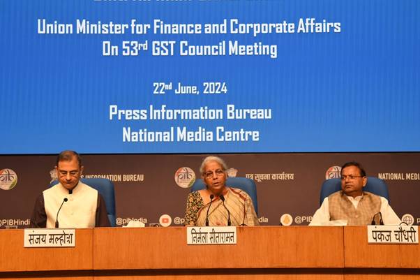 53rd GST Council meeting held on June 22, 2024, in New Delhi
