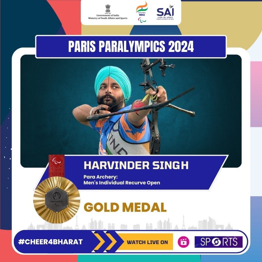 Harvinder Singh became the first Indian to win a Paralympic gold medal in archery