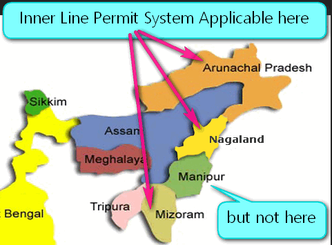 इनर लाइन परमिट (ILP) नागालैंड के तीन जिलों के लिए लागू है