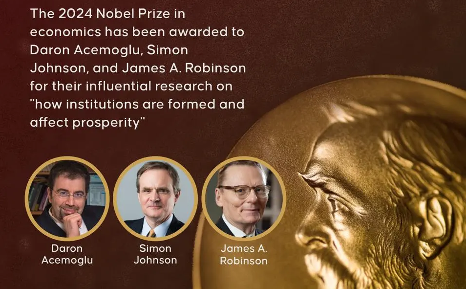 Nobel Prize 2024 in Economics awarded to to Daron Acemoglu, Simon Johnson, and James A. Robinson