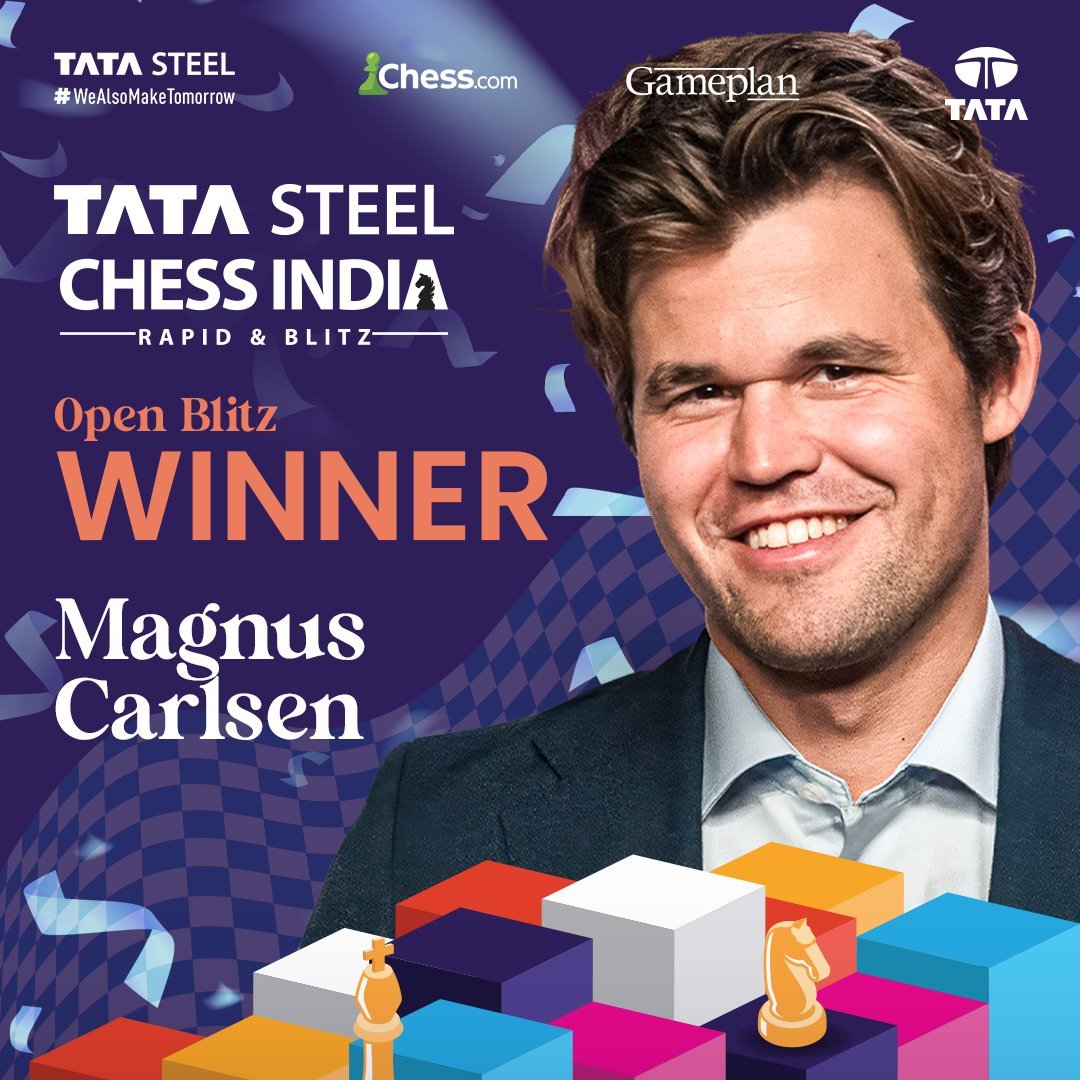 Magnus Carlsen wins Tata Steel Chess India Blitz event