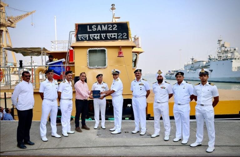 Eighth Ammunition Cum Torpedo Cum Missile (ACTCM) Barge, LSAM 22 (Yard 132), inducted in Indian Navy