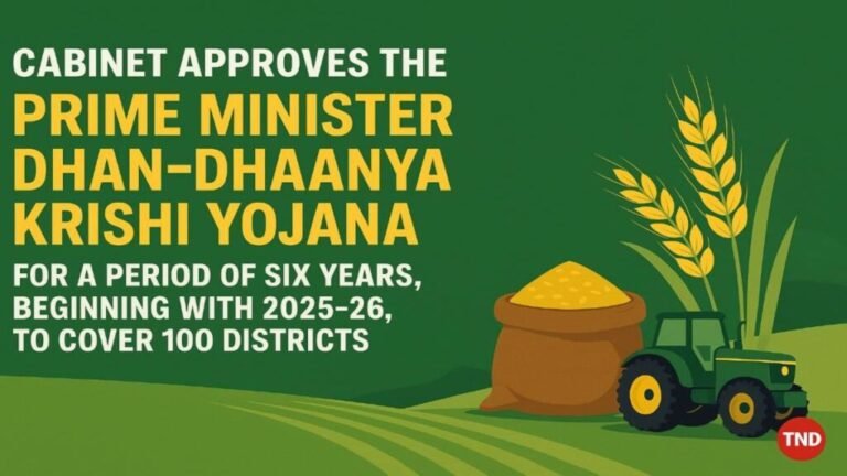 PM Dhan-Dhaanya Krishi Yojana Launched to Boost Agriculture in 100 Districts