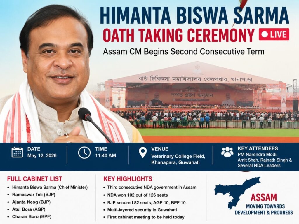 Himanta Biswa Sarma Sworn In as Assam Chief Minister for Second Consecutive Term