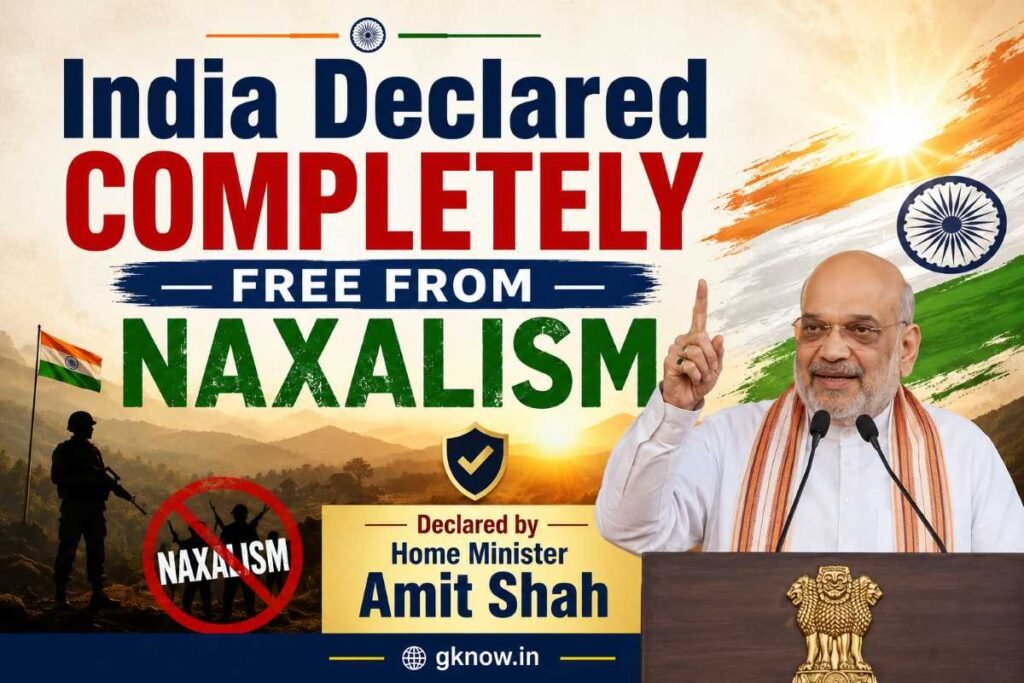 भारत को नक्सलवाद से पूरी तरह मुक्त घोषित किया गया।