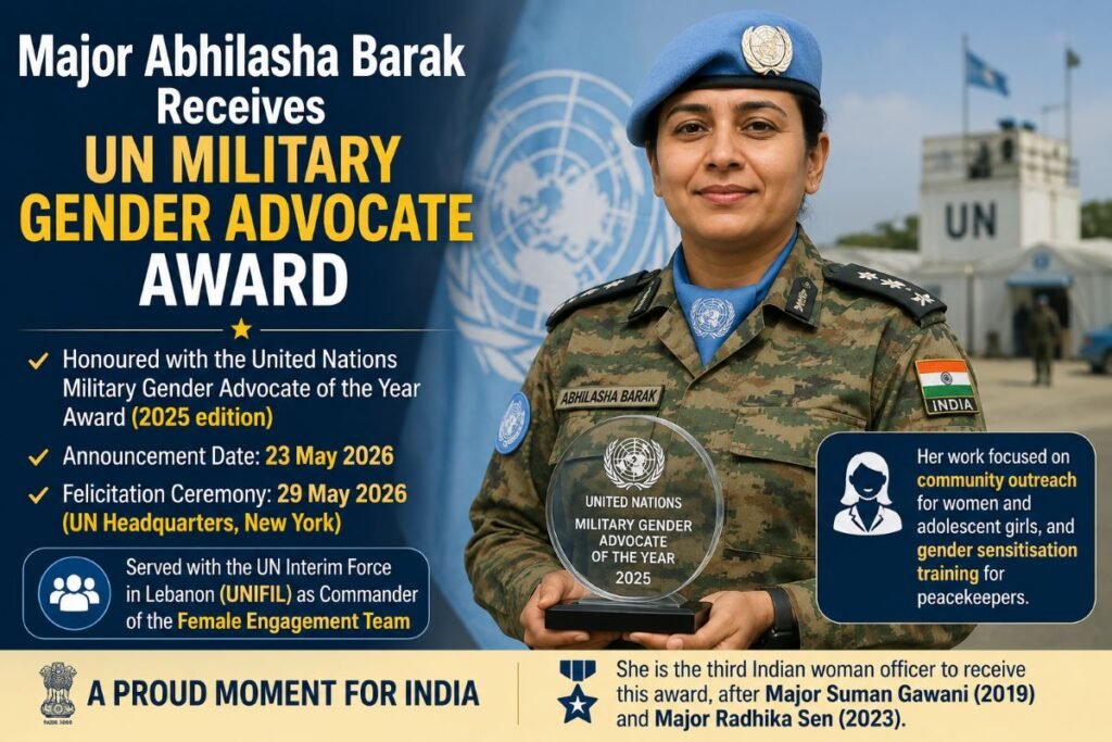Major Abhilasha Barak Receives UN Military Gender Advocate Award