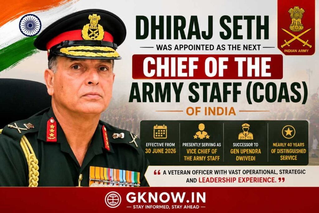 Lt Gen Dhiraj Seth Appointed Next Chief of the Army Staff