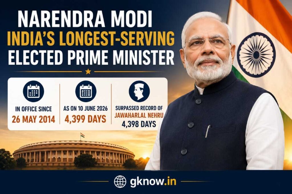 नरेंद्र मोदी भारत के सबसे लंबे समय तक सेवा करने वाले चुने हुए प्रधानमंत्री बने।