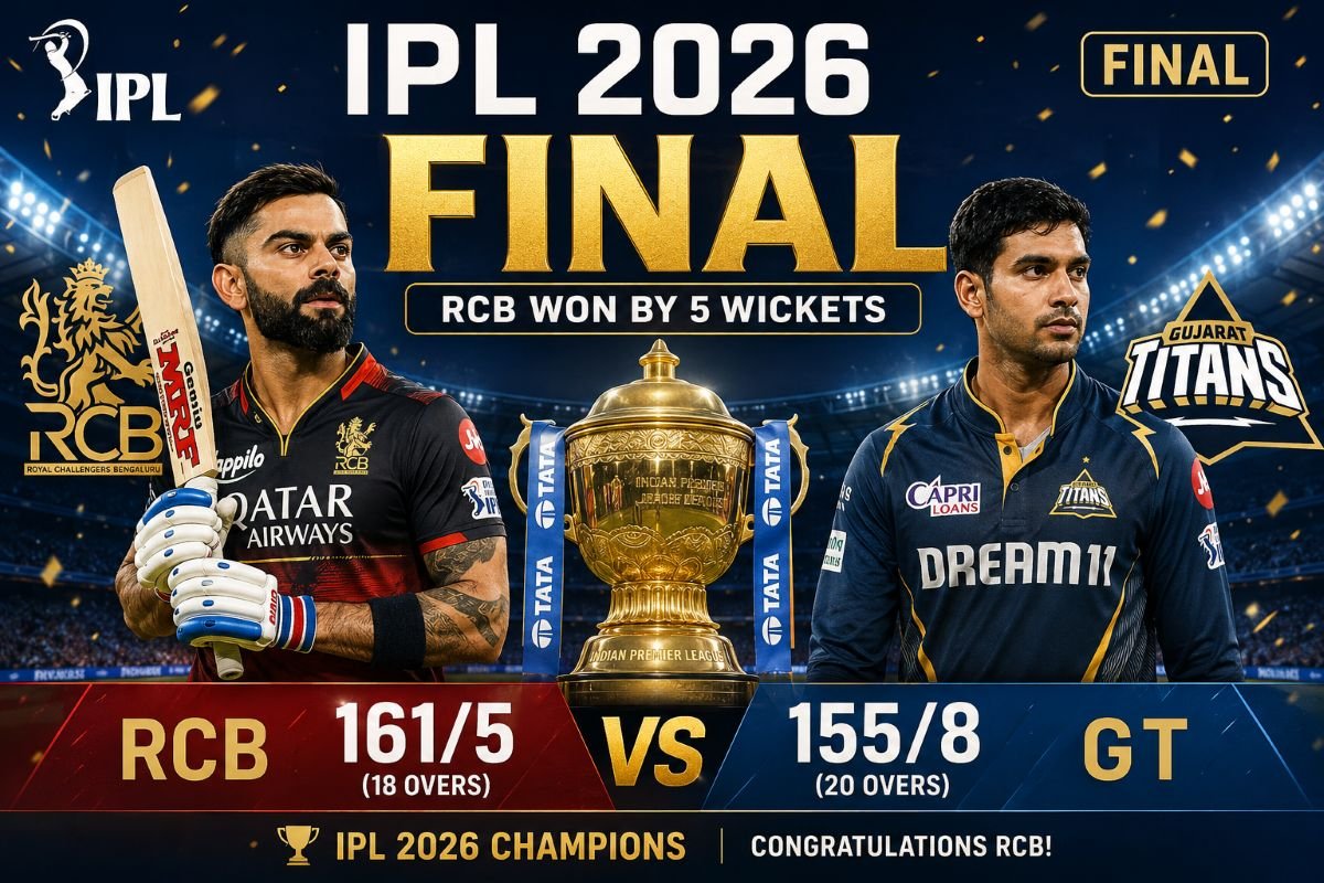 RCB Wins IPL 2026 Title, Defeats Gujarat Titans by 5 Wickets