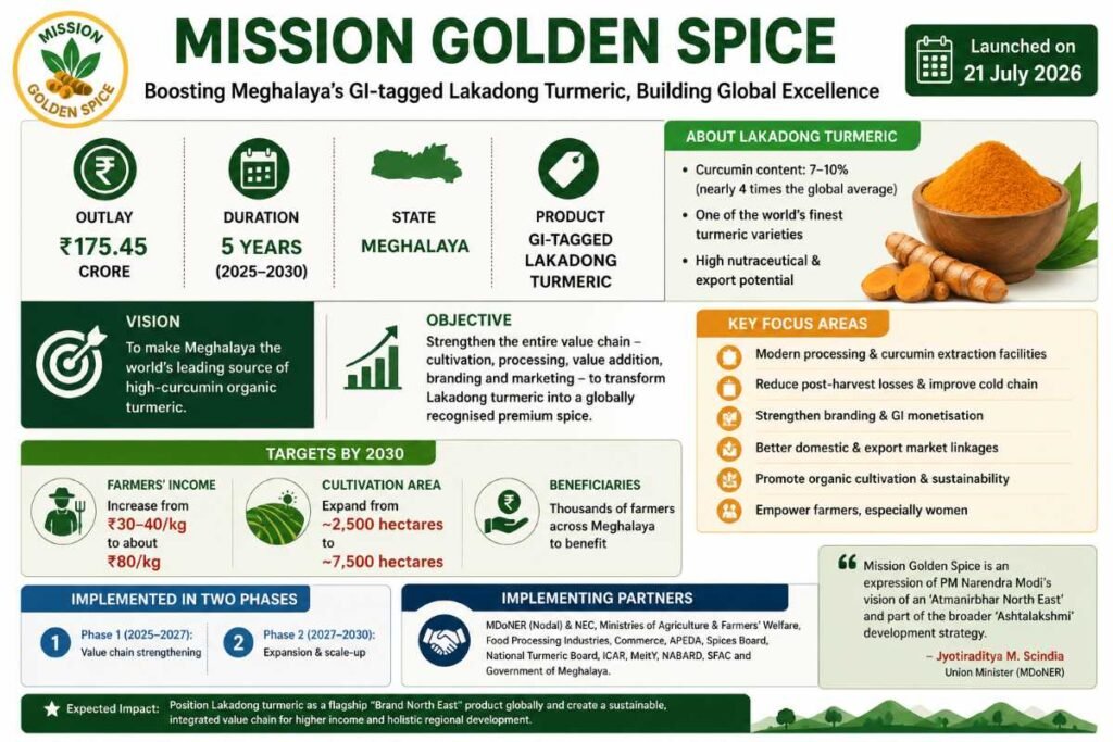 Mission Golden Spice Launched for Meghalaya’s Lakadong Turmeric