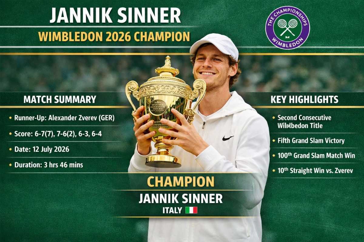Jannik Sinner Wins Wimbledon 2026 Men’s Singles Title