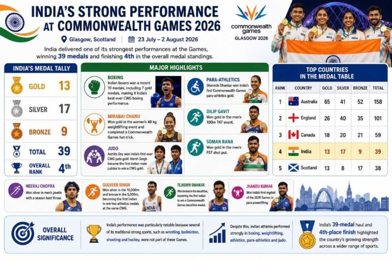 Performance Dashboards Pdf India’s Strong Performance at Commonwealth Games 2026 - GK Now