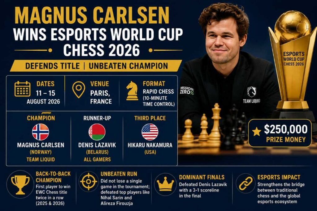 Magnus Carlsen Defends EWC Chess Title 2026