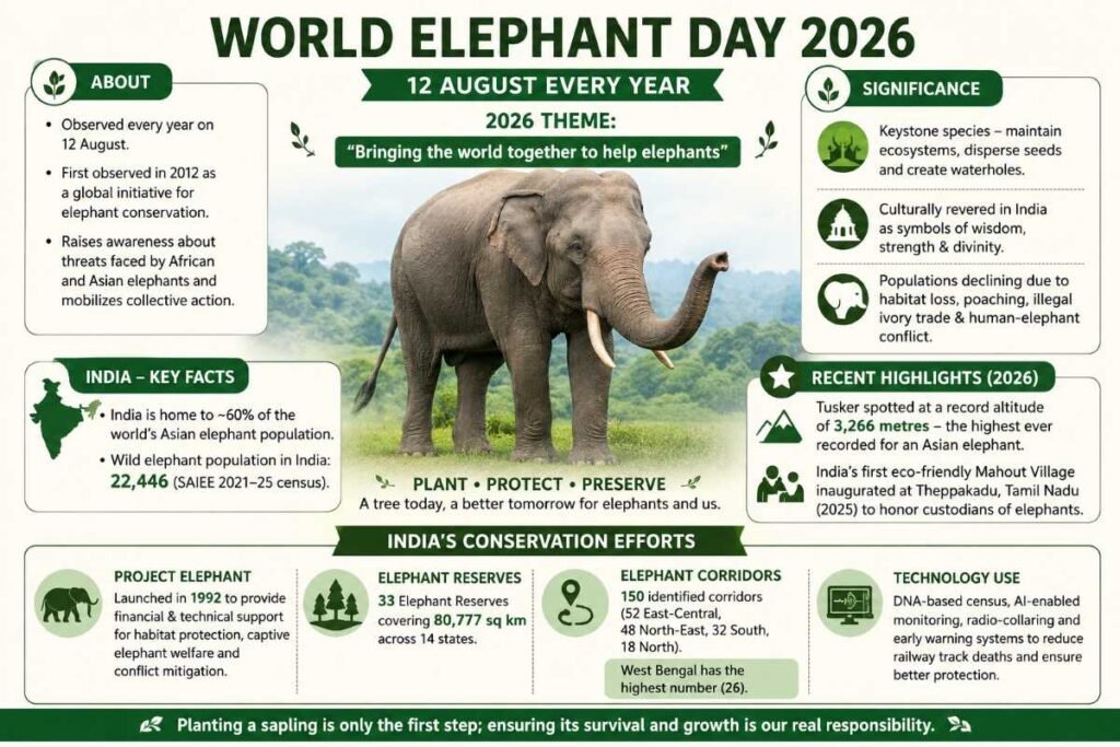 World Elephant Day 2026: Theme, India’s Elephant Conservation Efforts