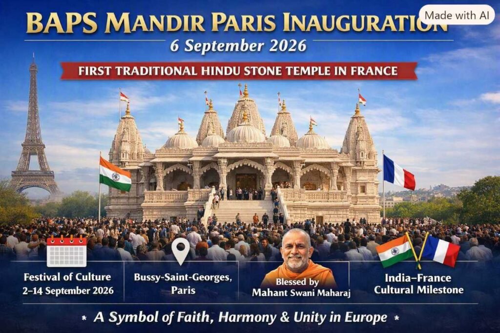 BAPS Swaminarayan Hindu Mandir Inaugurated in Paris, France