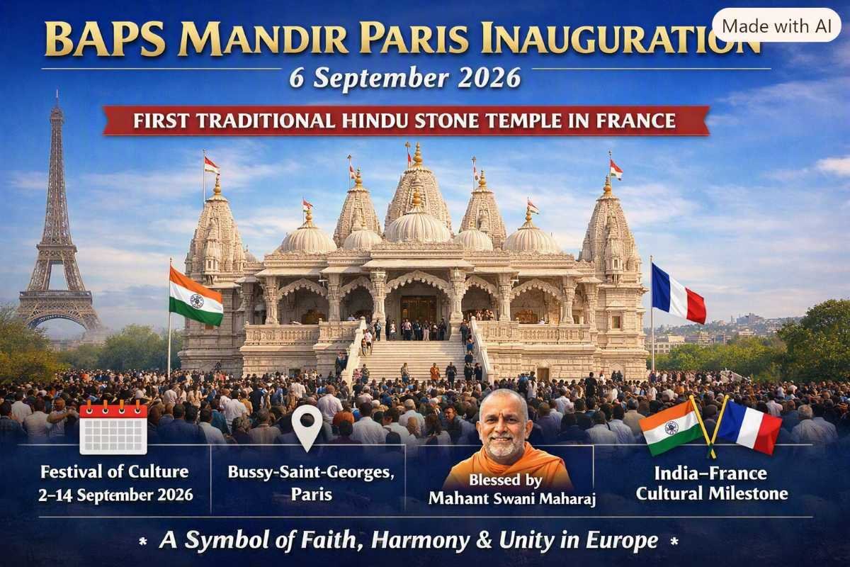 BAPS Swaminarayan Hindu Mandir Inaugurated in Paris, France