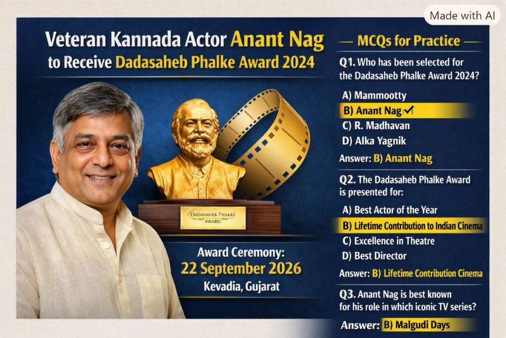 Veteran Kannada Actor Anant Nag to Receive Dadasaheb Phalke Award 2024