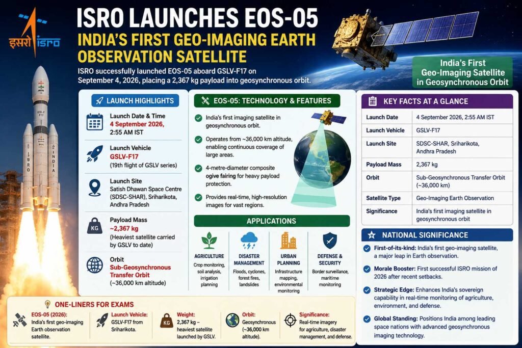 ISRO Launches EOS-05: India’s First Geo-Imaging Earth Observation Satellite
