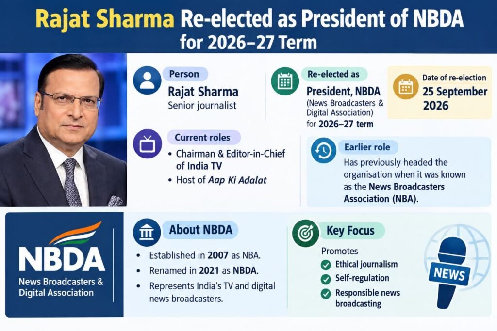 Rajat Sharma Re-elected as NBDA President for 2026–27
