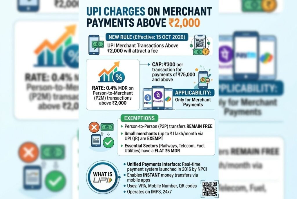 ₹2,000 से ज़्यादा के मर्चेंट पेमेंट पर UPI चार्ज