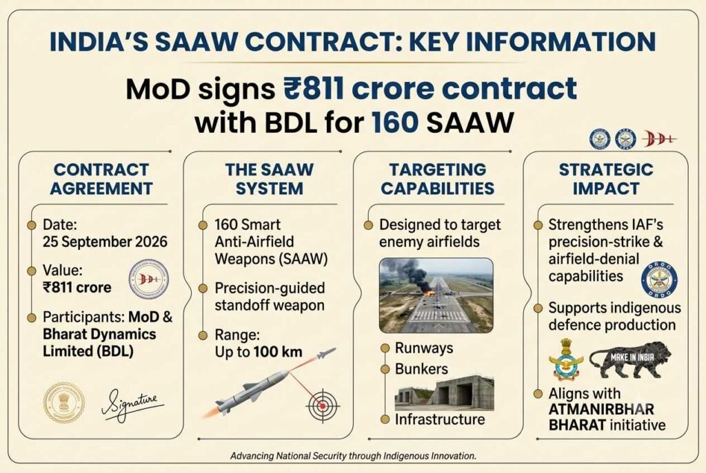 MoD Signs ₹811 Crore Deal with BDL for 160 Smart Anti-Airfield Weapons