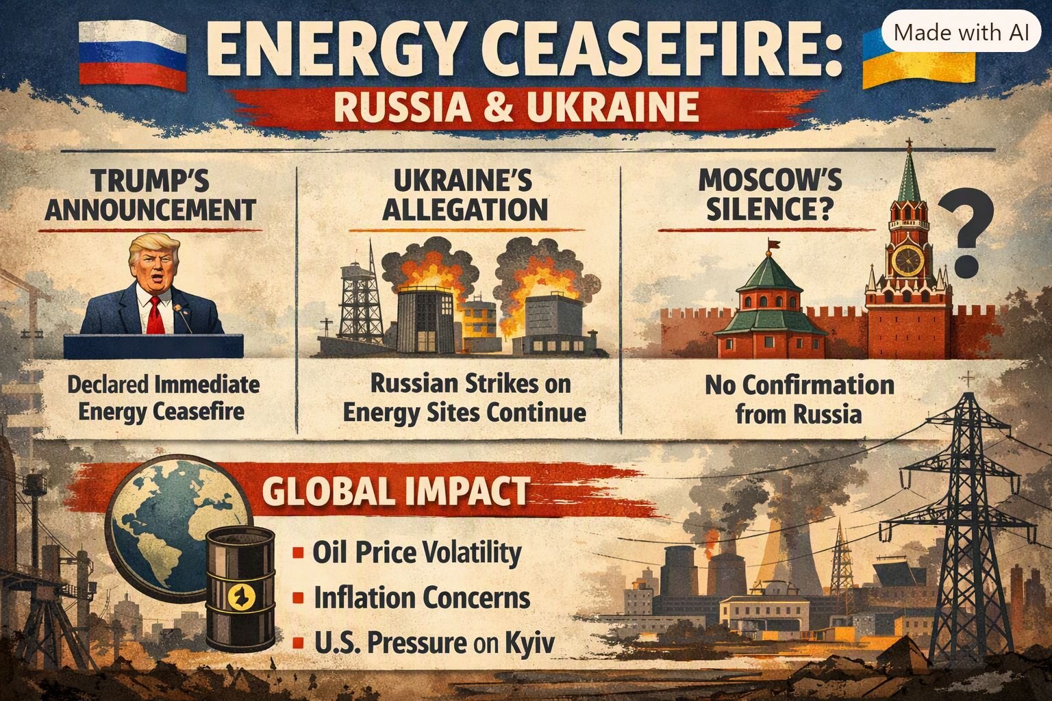 Trump Announces Russia–Ukraine Energy Ceasefire