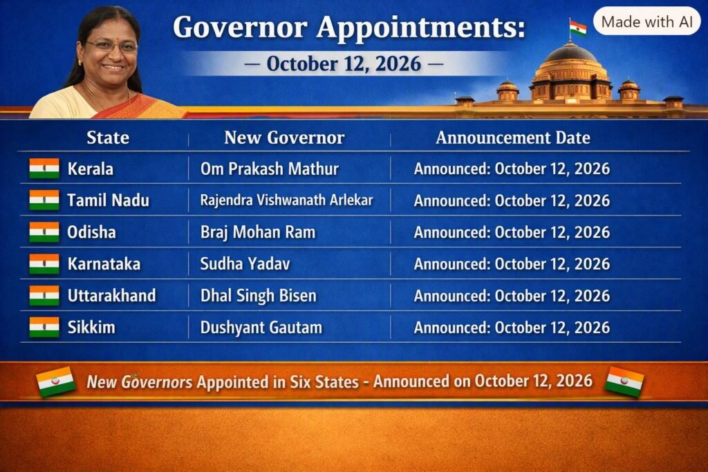 President Murmu Appoints Governors in Six States